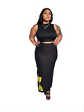 Side Split Retro Logo Maxi Skirt