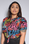 Graffiti Puff Sleeve Top