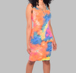 Multi Color Tie-Dye Midi Bodycon Dress