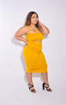 Sunflower Yellow Front Tie Side Ruche Dress