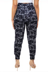 High Waist Navy Spark Flower Print Sweatpants