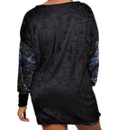 Black Azaelea Velour Crew Neck Sweatshirt Dress