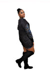 Black Azaelea Velour Crew Neck Sweatshirt Dress