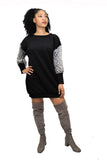 ZeZe Fringe Black Crew Neck Sweatshirt Dress